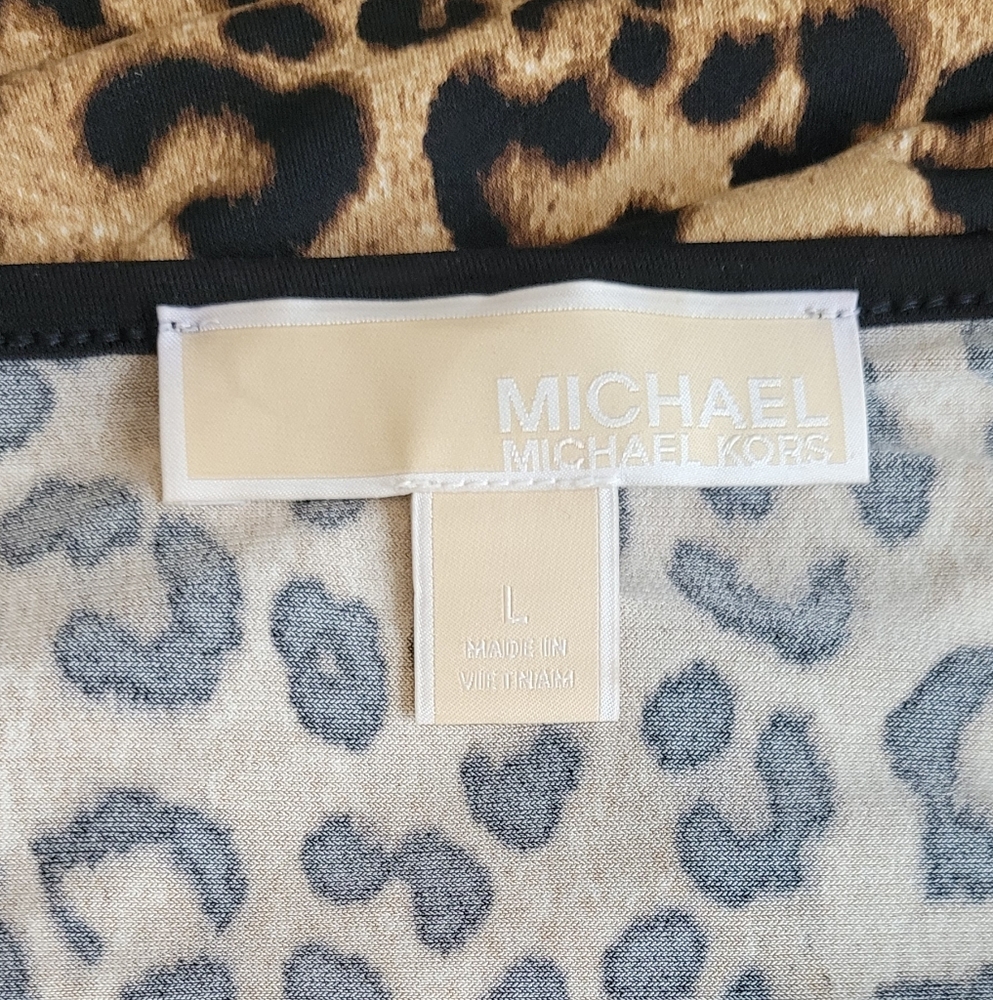 Michael Kors Women’s Long Sleeve Knee Length Leopard Print Dress Size Large - Picture 7 of 7